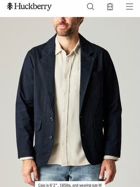 Huckberry Dark Navy Cotton Sport Coat